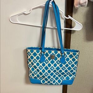 Dooney & Bourke Blue and White Geometric Tote
